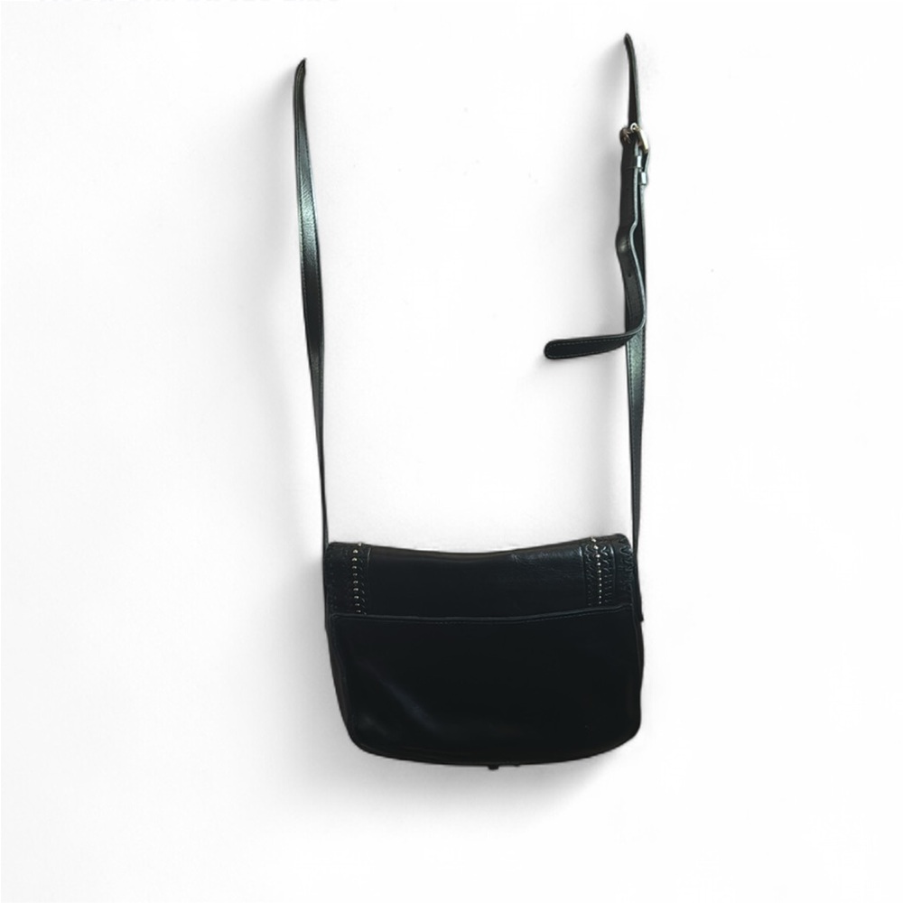 Patricia Nash Elegant Black Leather Crossbody Purse Fringe Western Bohemian Bag - Picture 3 of 8